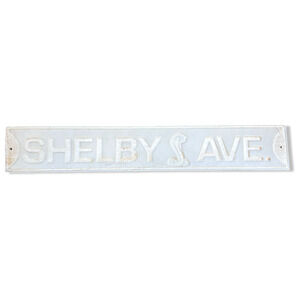 Shelby Ave Metal Street Sign Carroll Shelby Cobra Garage Wall Decor 27” GUC